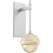 Cabochon LED 9.2 inch Classic Silver with Travertine Stone Sconce Wall Light in 3000K LED, Amber, Tempo