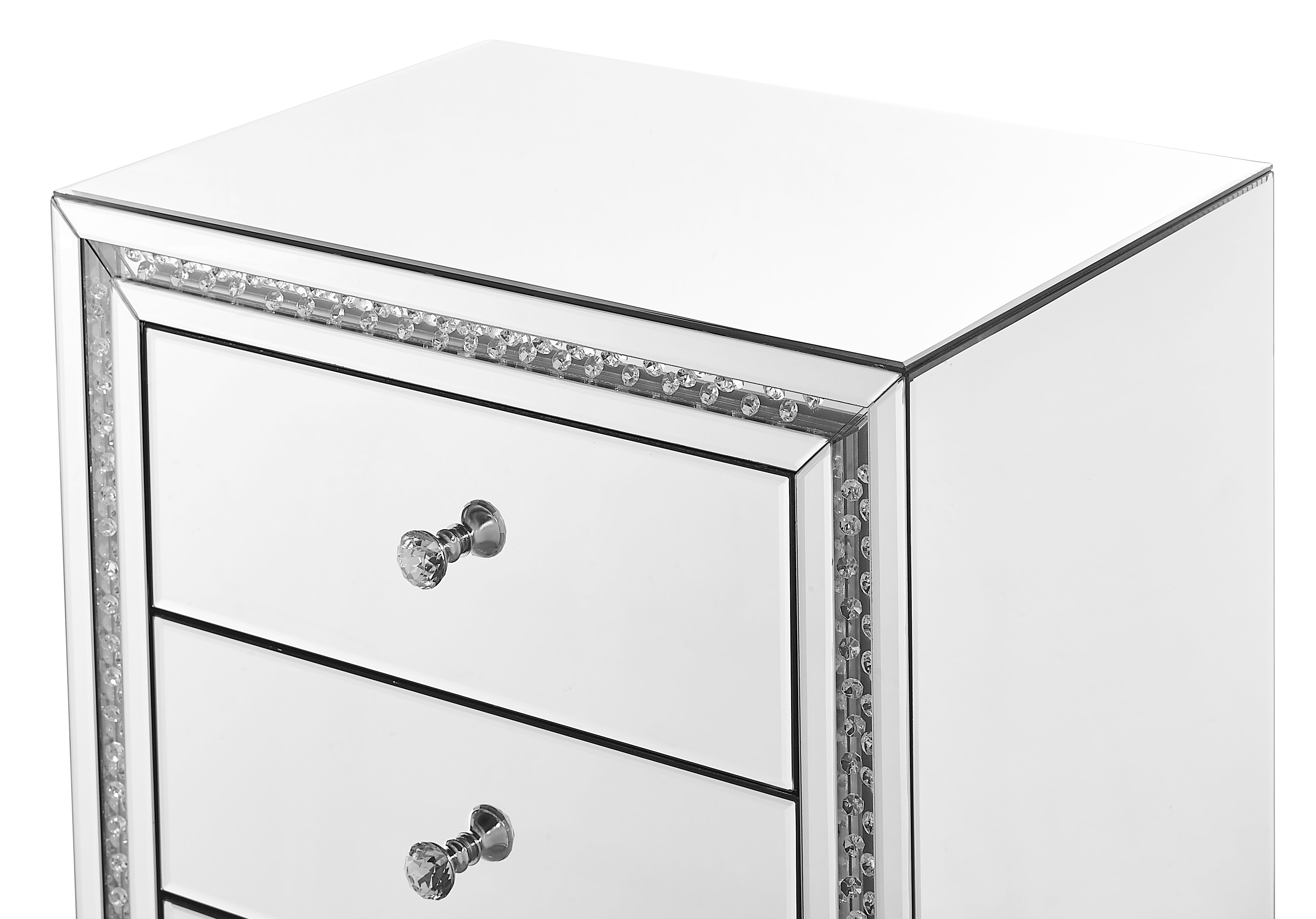 Modern 27 X 22 inch Clear Mirror and Crystal Bedside Table