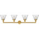 Franklin Restoration Large Cone LED 44 inch Satin Gold Bath Vanity Light Wall Light in Clear Glass, Franklin Restoration