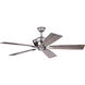 Huntley 52 inch Satin Nickel with Driftwood-Dark Maple Blades Ceiling Fan, Integrated Dimmable Remote