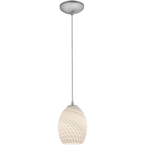 Brandy FireBird LED 6 inch Brushed Steel Pendant Ceiling Light in White Firebird