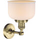 Franklin Restoration Large Bell LED 8 inch Antique Brass Sconce Wall Light in Matte White Glass, Franklin Restoration