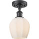 Edison Norfolk 1 Light 6 inch Matte Black Semi-Flush Mount Ceiling Light in Matte White Glass