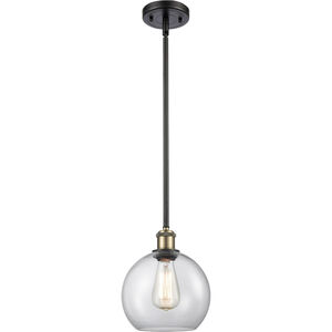 Ballston Athens LED 8 inch Black Antique Brass Pendant Ceiling Light in Clear Glass, Ballston