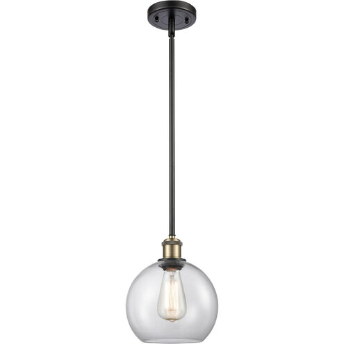 Ballston Athens LED 8 inch Black Antique Brass Pendant Ceiling Light in Clear Glass, Ballston