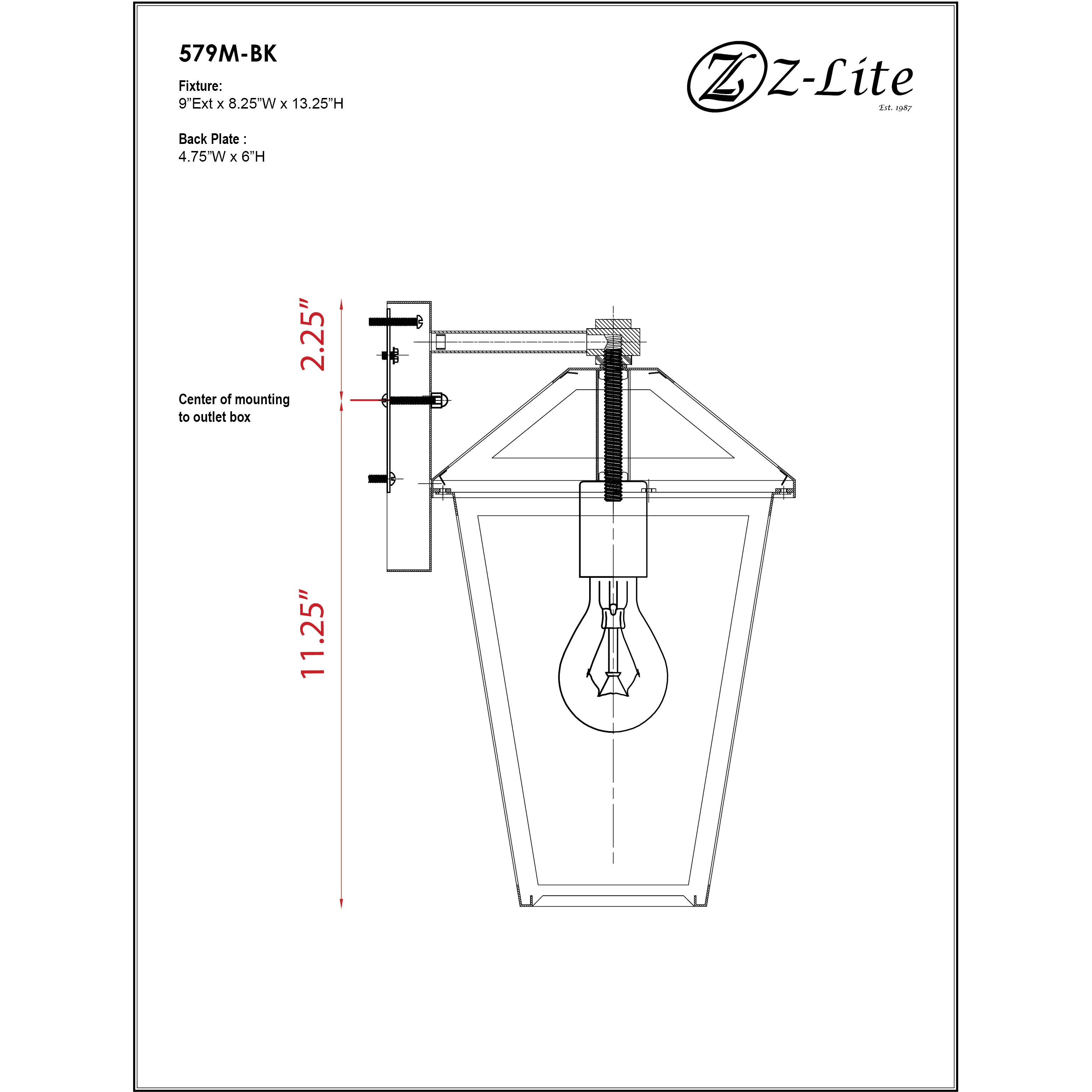 Talbot 1 Light 13.25 inch Black Outdoor Wall Light in Clear Beveled Glass