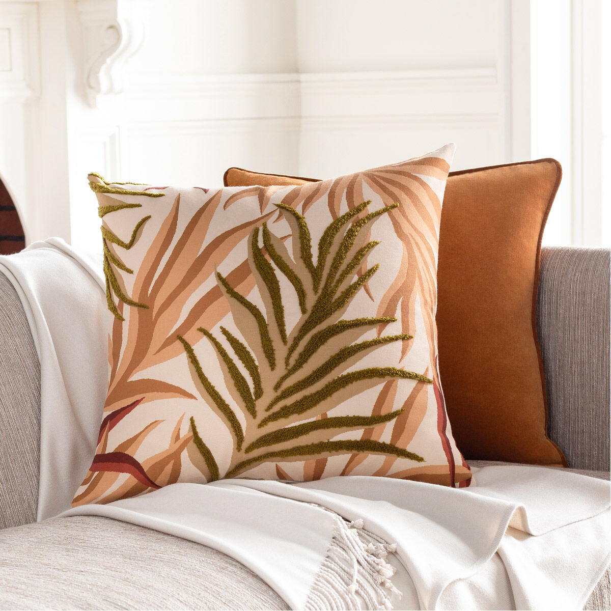 Olive and orange cushion hotsell