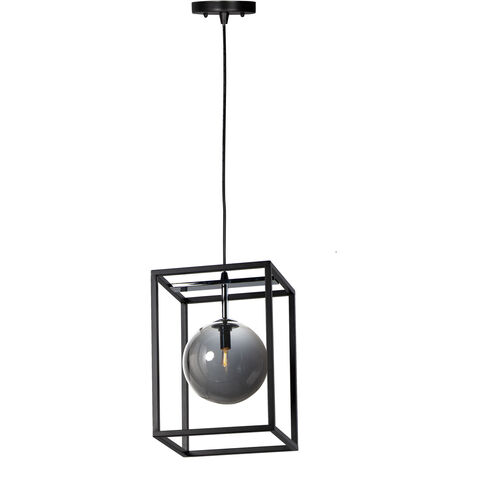 Fluid LED 9.75 inch Black/Polished Chrome Single Pendant Ceiling Light in Mirror Smoke, Black and Polished Chrome