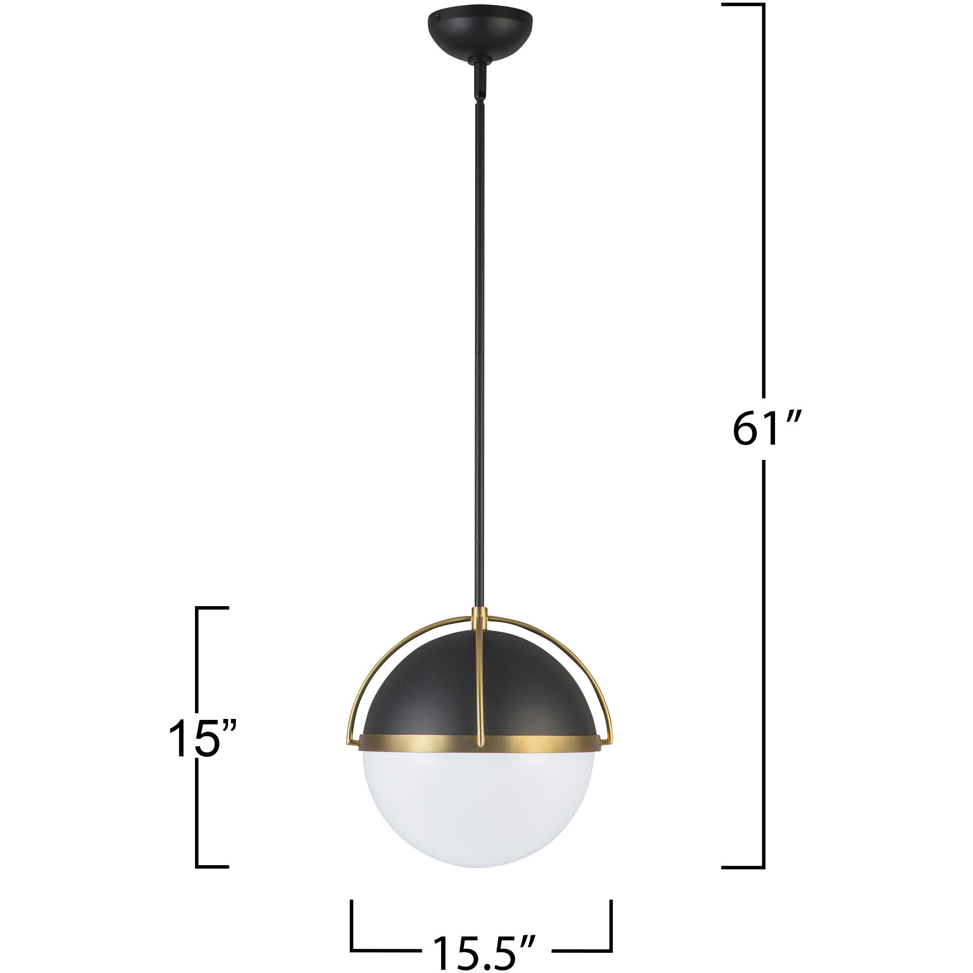 Dahlia 1 Light 15.4 inch Black and Brushed Brass Pendant Ceiling Light