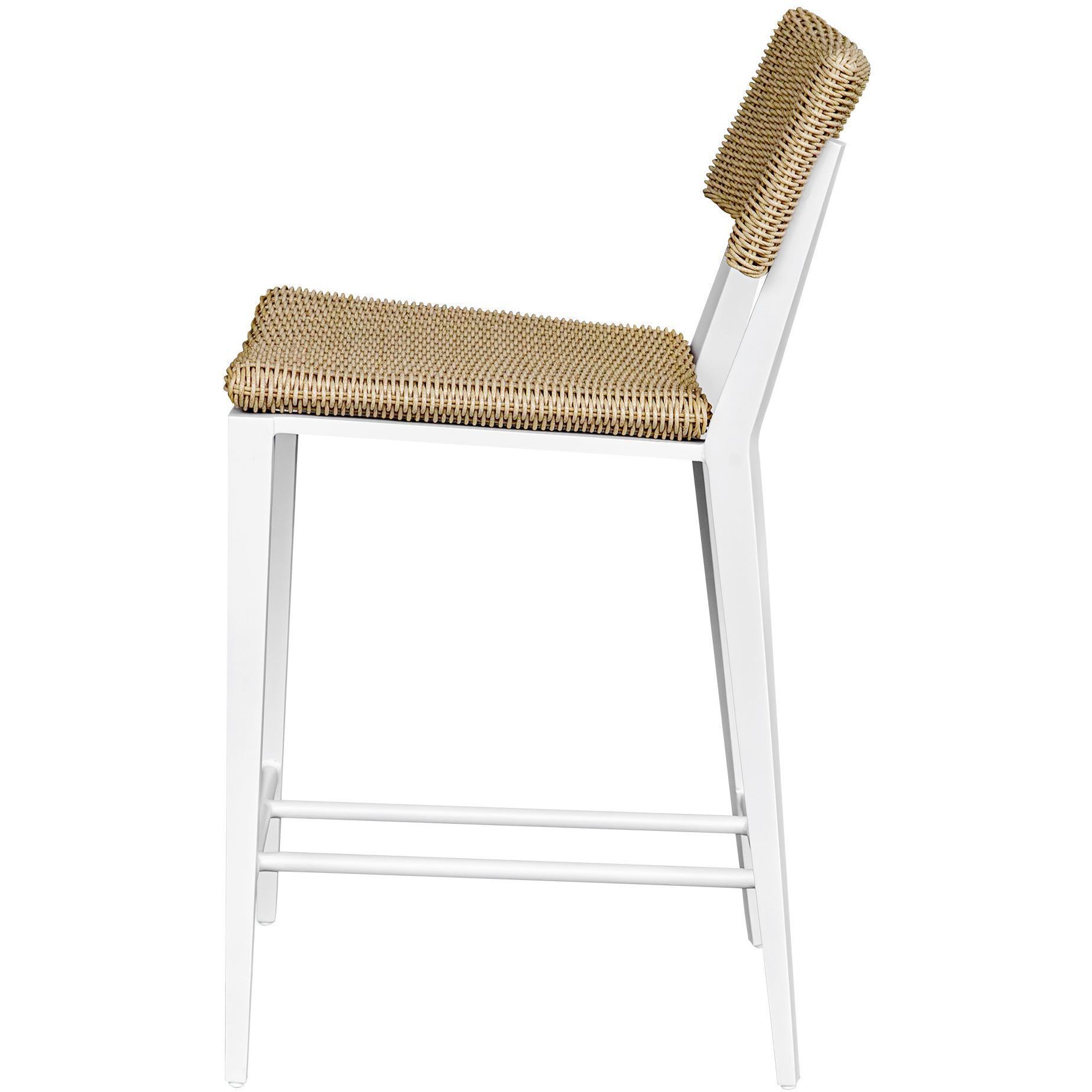 Calbas 38.1 inch White and Honey Outdoor Counter Stool