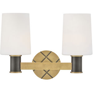 Declan 2 Light 15 inch Heritage Brass with Black Oxide Bath Light Wall Light