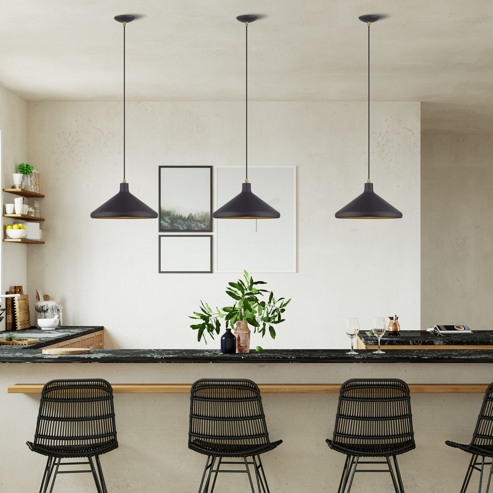 Geneva 1 Light 15.25 inch Bronze with Antique Brass Accents Pendant Ceiling Light