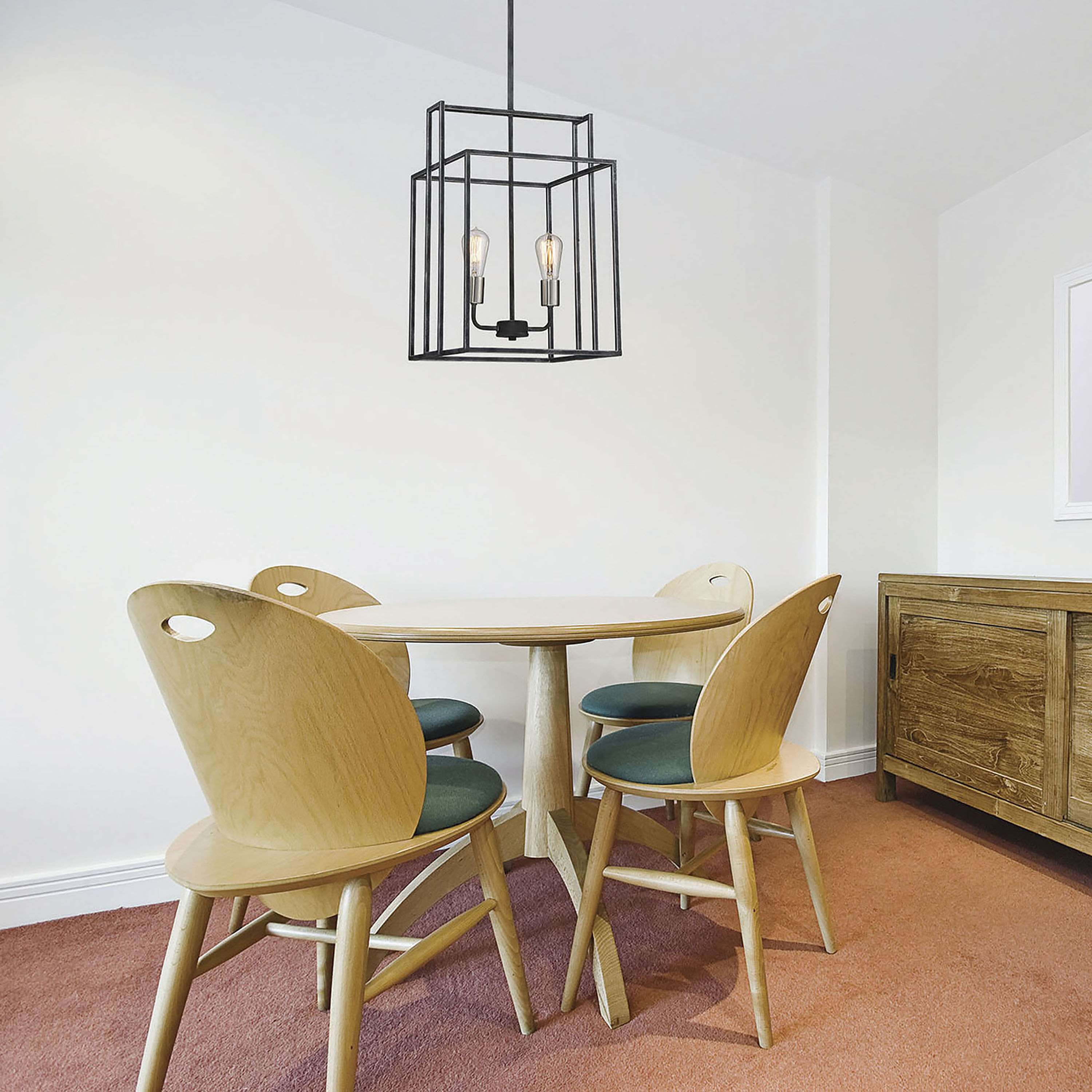 Lake 2 Light 14 inch Iron Black and Brushed Nickel Accents Pendant Ceiling Light, Square