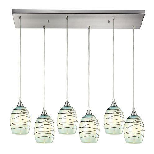 Bay of Campeche 6 Light 30 inch Satin Nickel Multi Pendant Ceiling Light, Configurable
