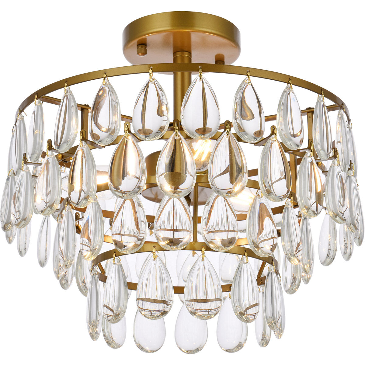 Mila 3 Light 14 inch Brass Flush Mount Ceiling Light