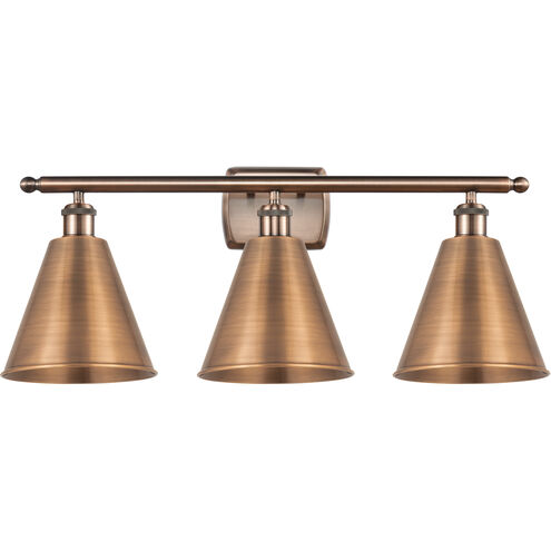 Ballston Cone 3 Light 28 inch Antique Copper Bath Vanity Light Wall Light
