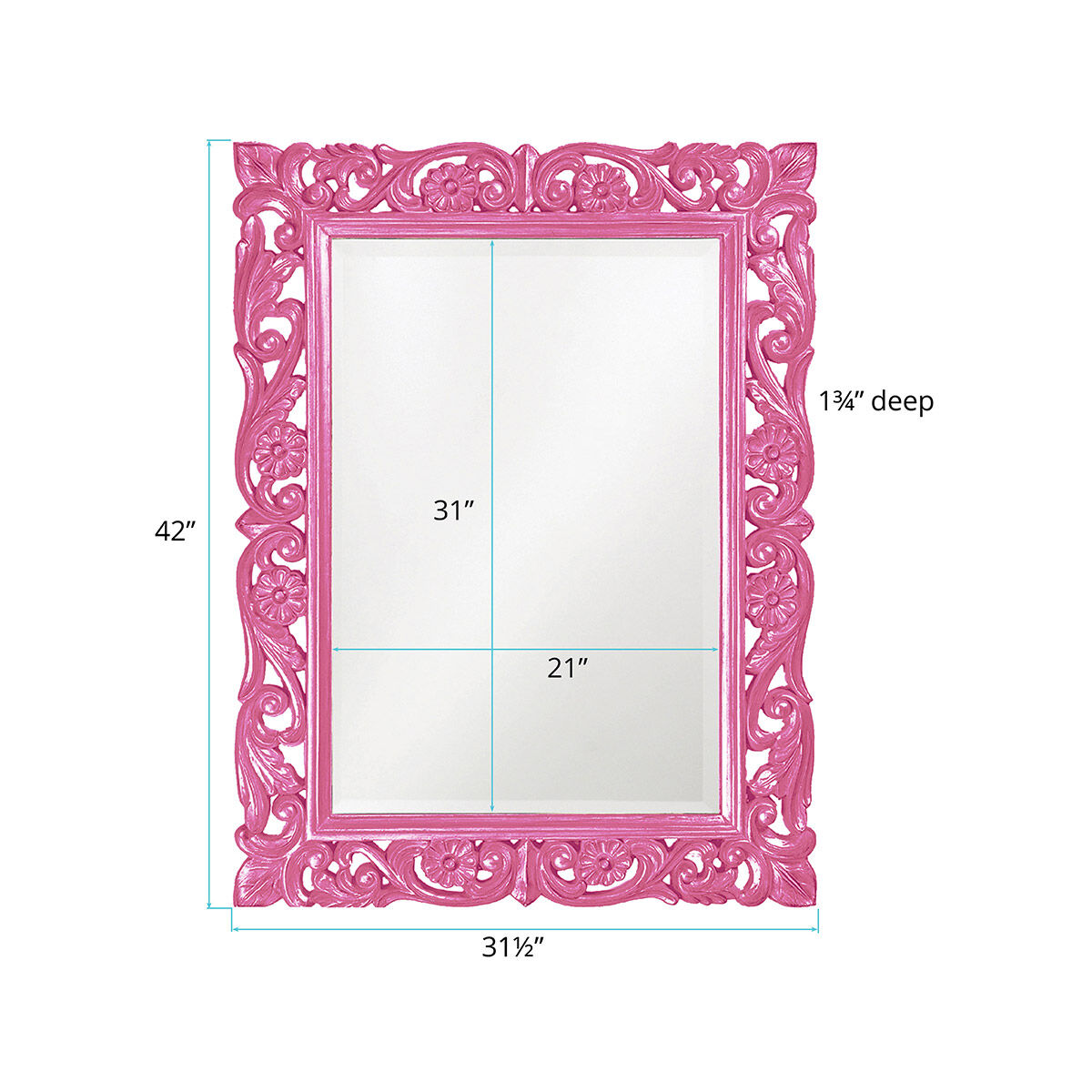Chateau 42 X 31 inch Glossy Hot Pink Wall Mirror