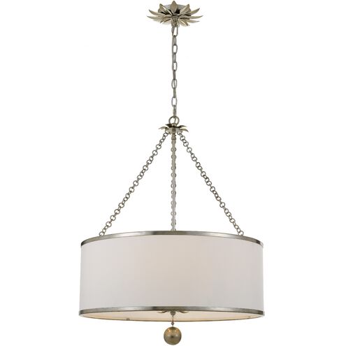 Broche 6 Light 24 inch Antique Silver Chandelier Ceiling Light