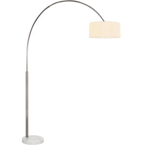 Arc 79 inch 100 watt Satin Nickel Floor Lamp Portable Light in Off-White Linen 