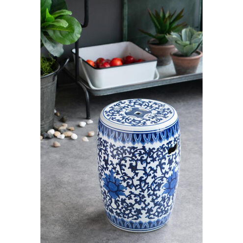 Garden 15.9 inch Blue and White Stool