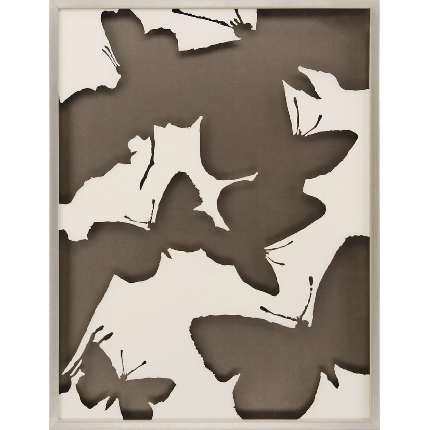 Monochrome Flutter Brown and Metallic Framed Art, The Studio