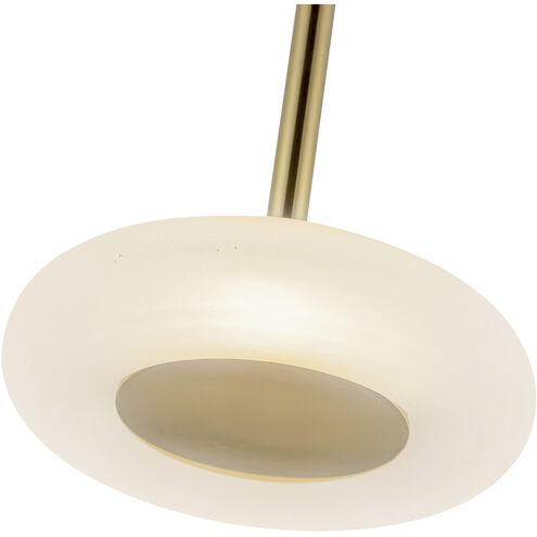 Stephord LED 4 inch Metallic Brass Pendant Ceiling Light in Frosted Glass Shade