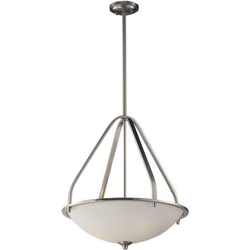Mayfield 3 Light 21 inch Brushed Nickel with White Pendant Ceiling Light