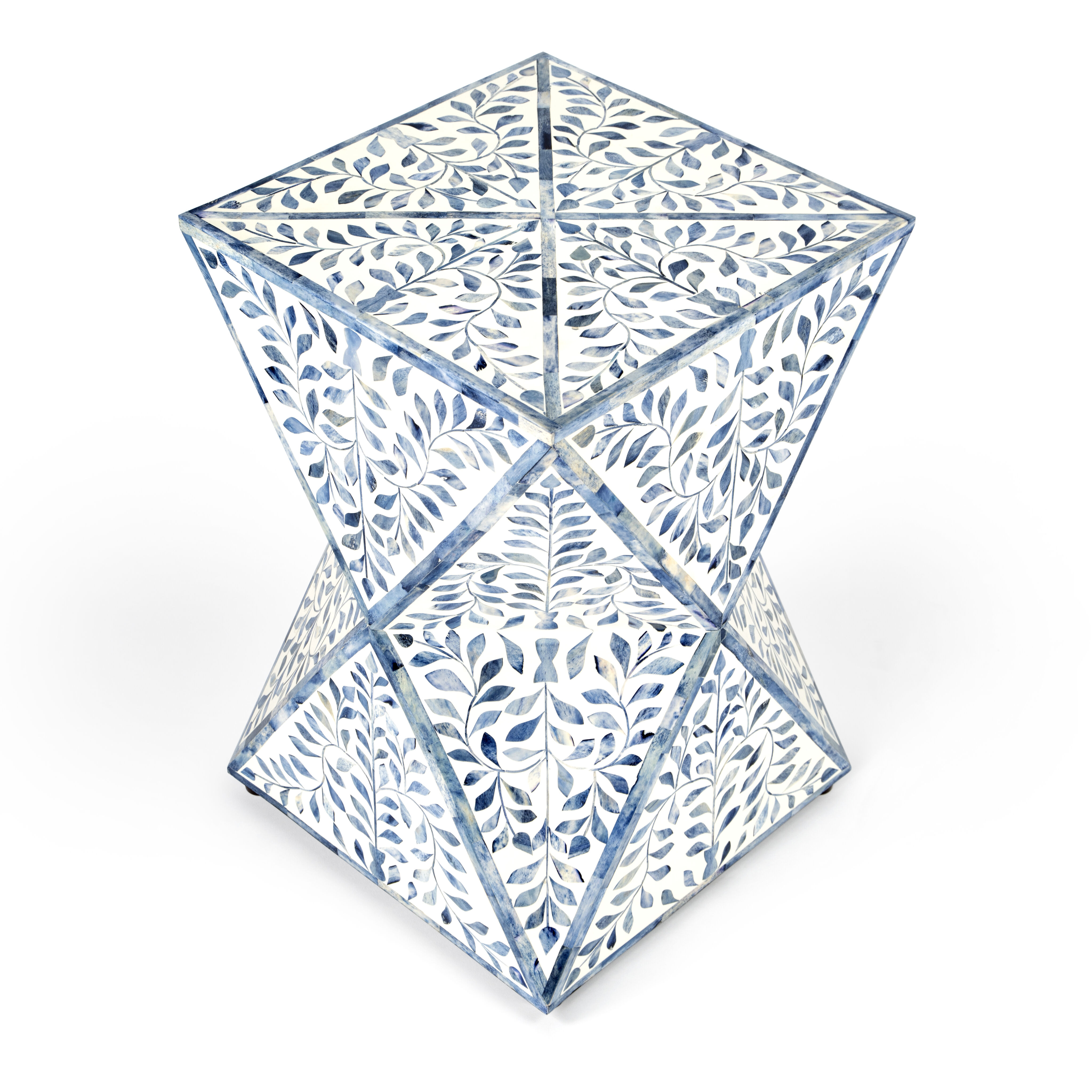 Trubadur Bone Inlay Side Table in Sky Blue and White