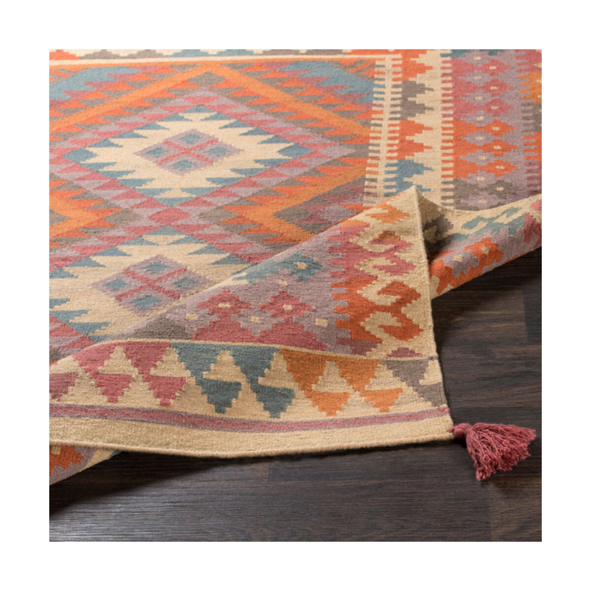 Adia 36 X 24 inch Burnt Orange/Wheat/Taupe/Garnet/Teal Rugs, Rectangle