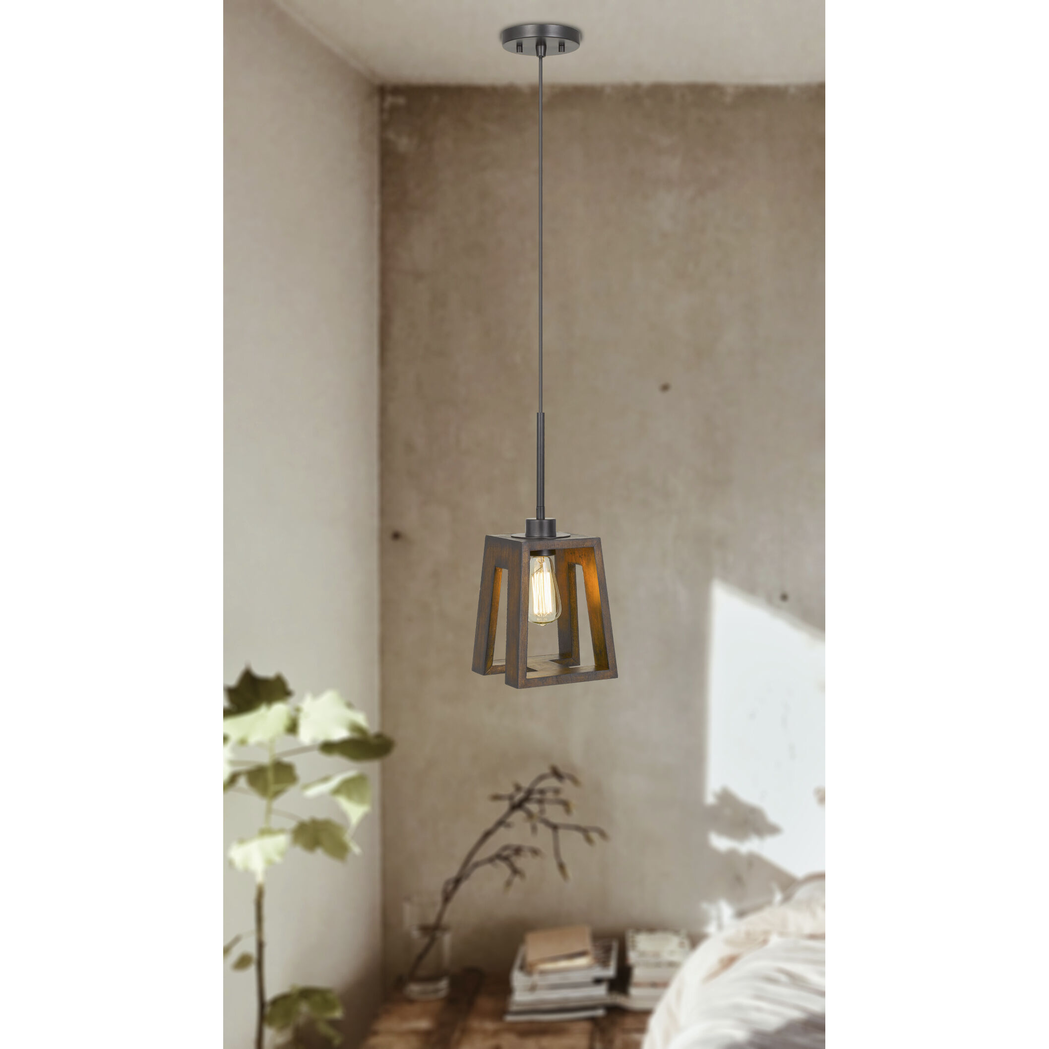 Biel 1 Light 5 inch Wood and Iron Pendant Ceiling Light