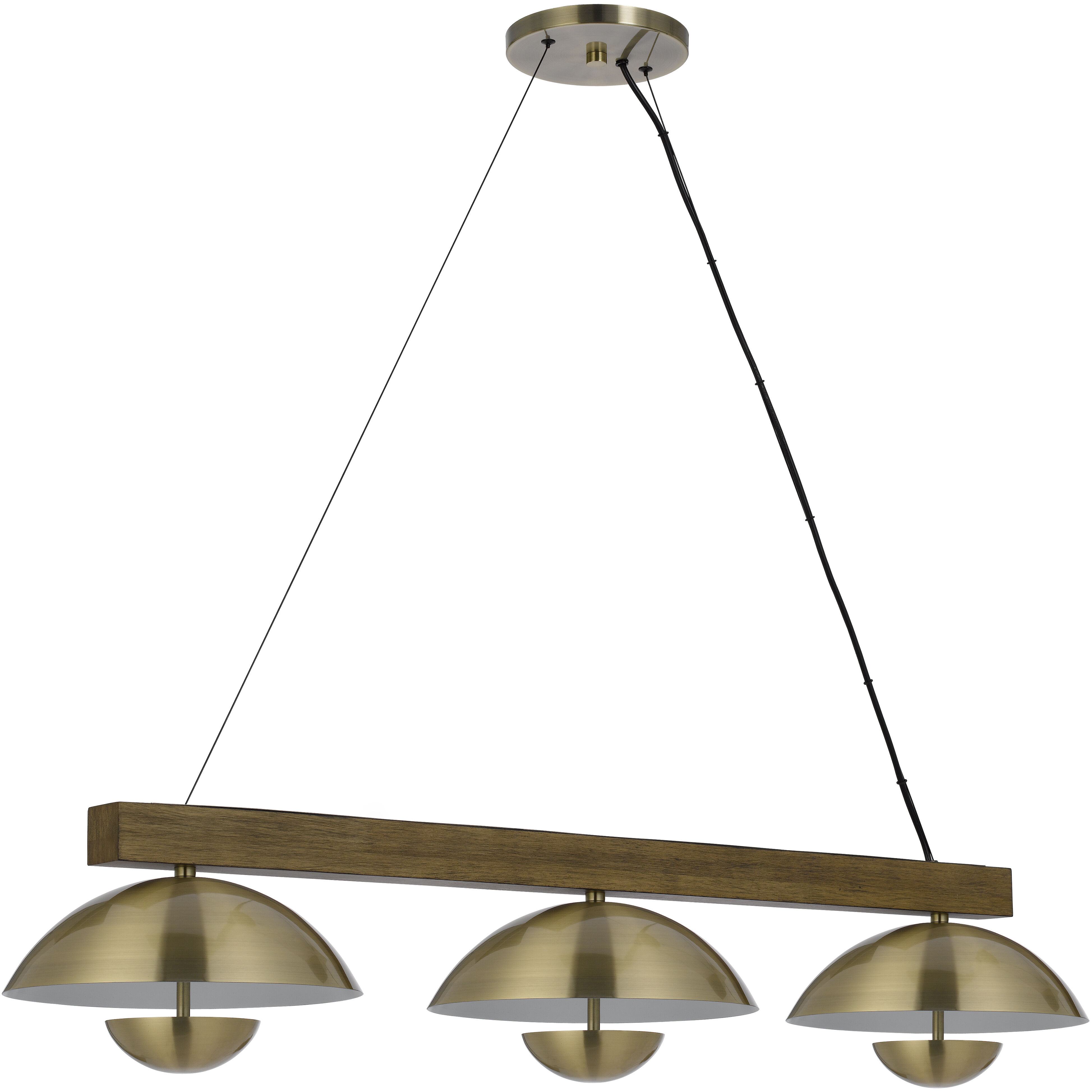 Lakeland LED 47 inch Antique Brass and Wood Island Pendant Ceiling Light