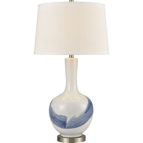 Kircubbin 32 inch 150.00 watt White with Blue and Brushed Steel Table Lamp Portable Light