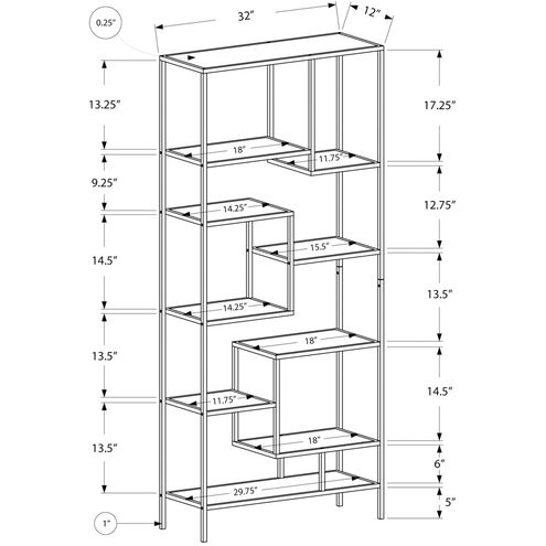 Shaler Silver and Clear Bookcase