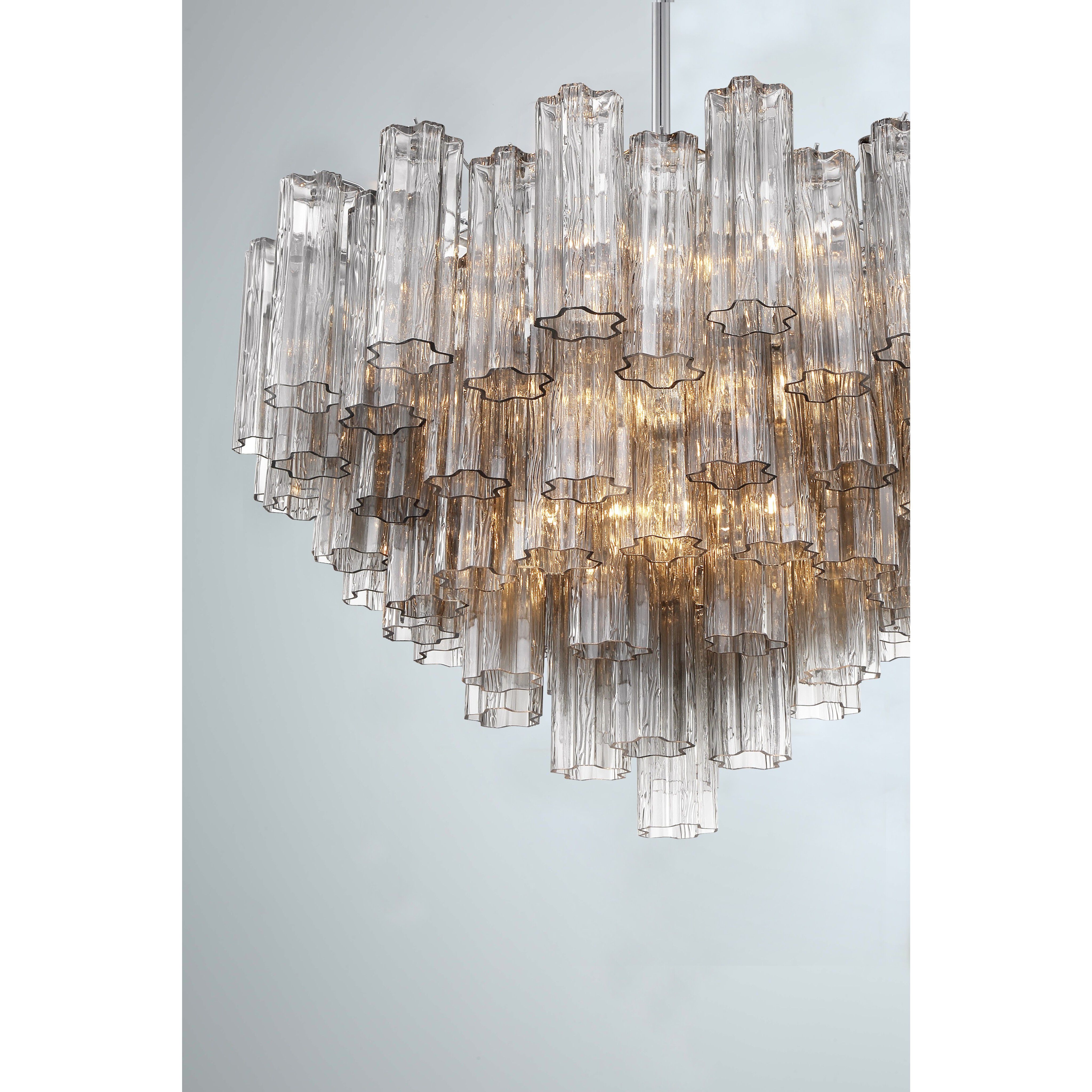 Addis 16 Light 32 inch Polished Chrome Chandelier Ceiling Light in Tronchi Glass Smoke