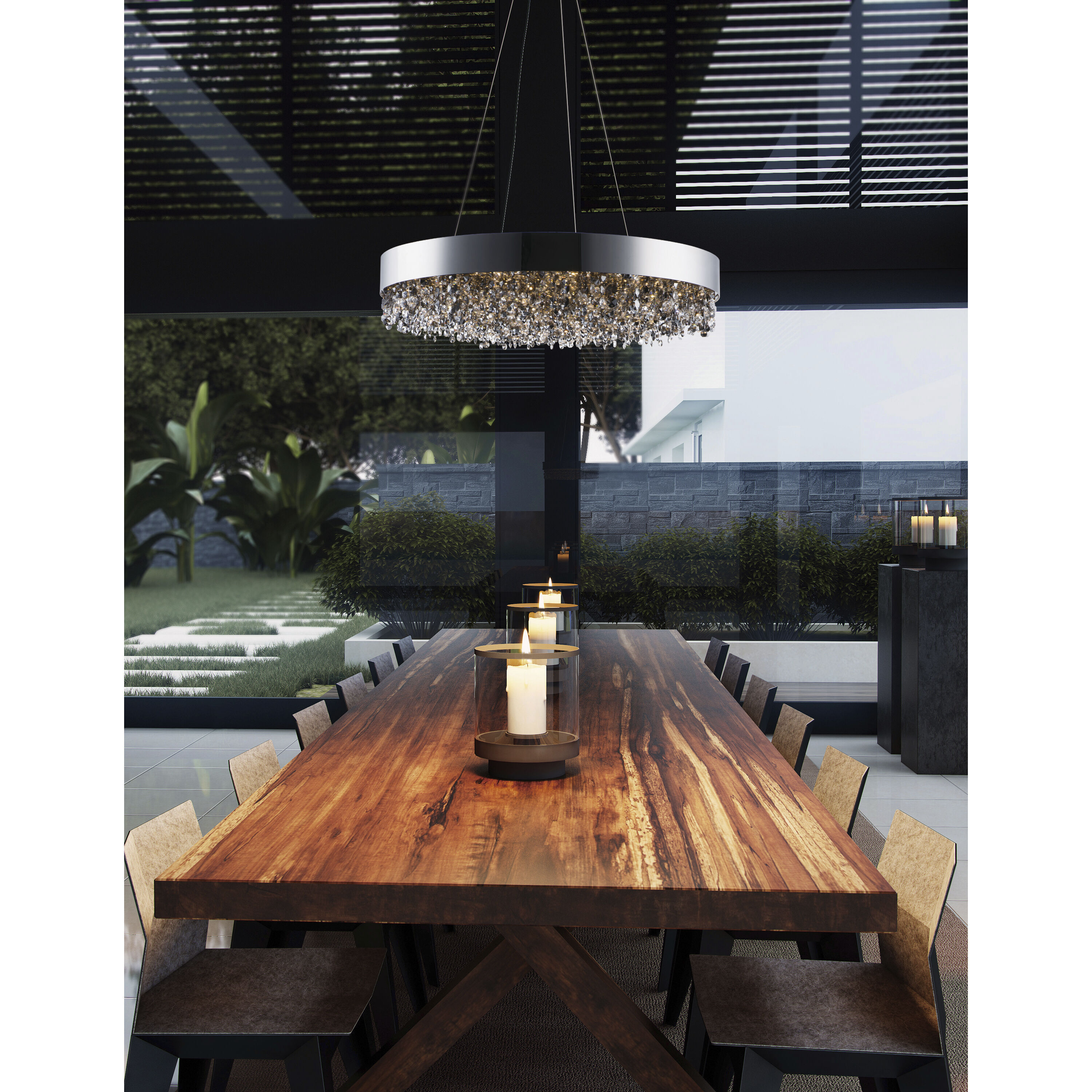 Mystic Single Pendant Ceiling Light in Polished Chrome, Mirror Smoke