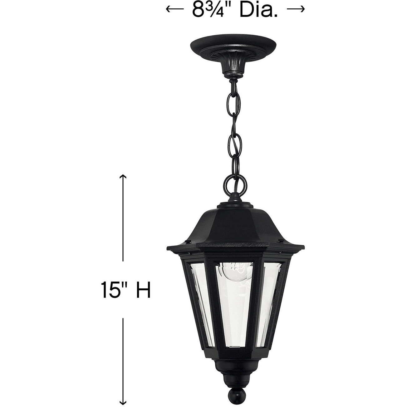 Estate Series Manor House 1 Light 8.75 inch Black Outdoor Hanging Lantern
