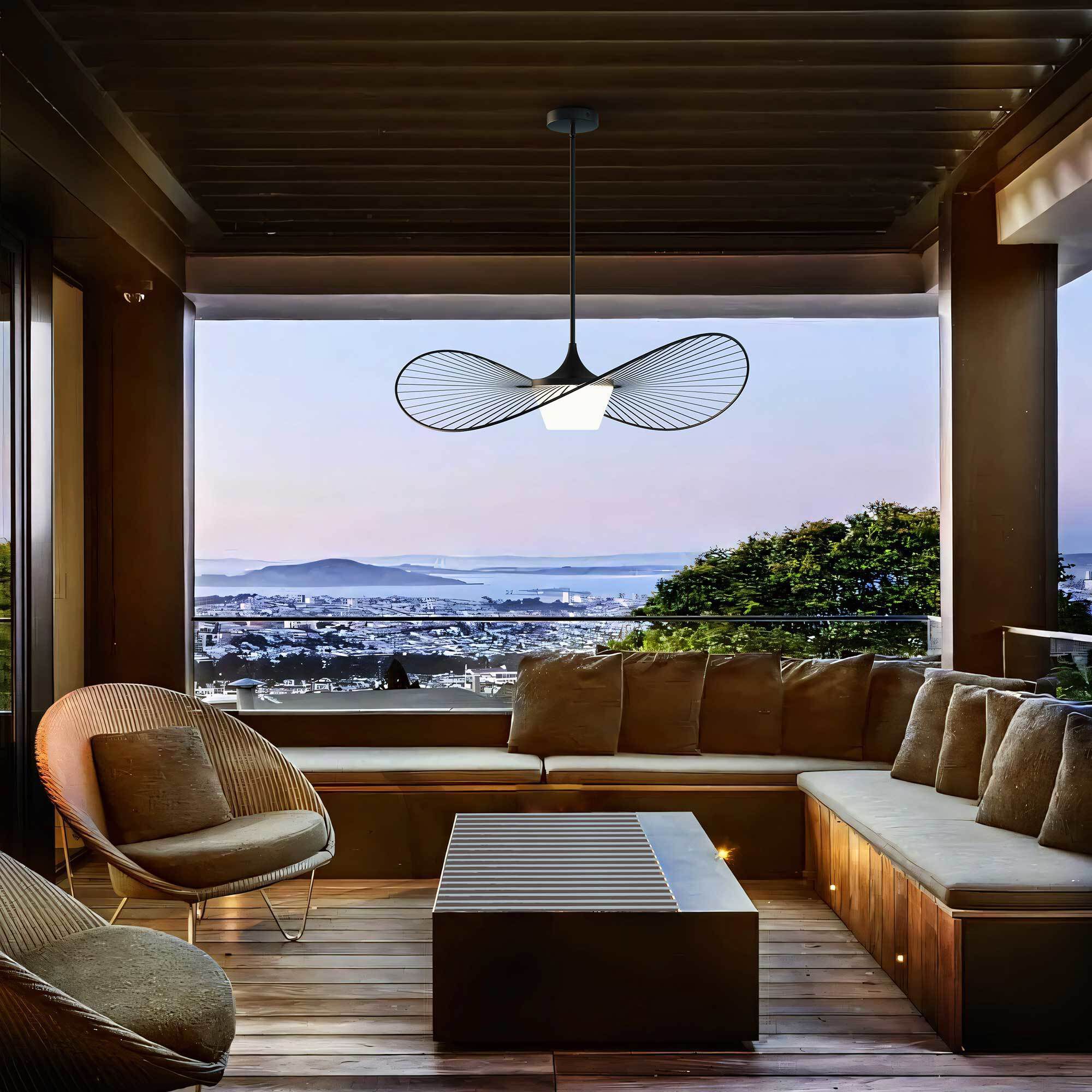 New Wave LED 34 inch Sand Black Outdoor Pendant