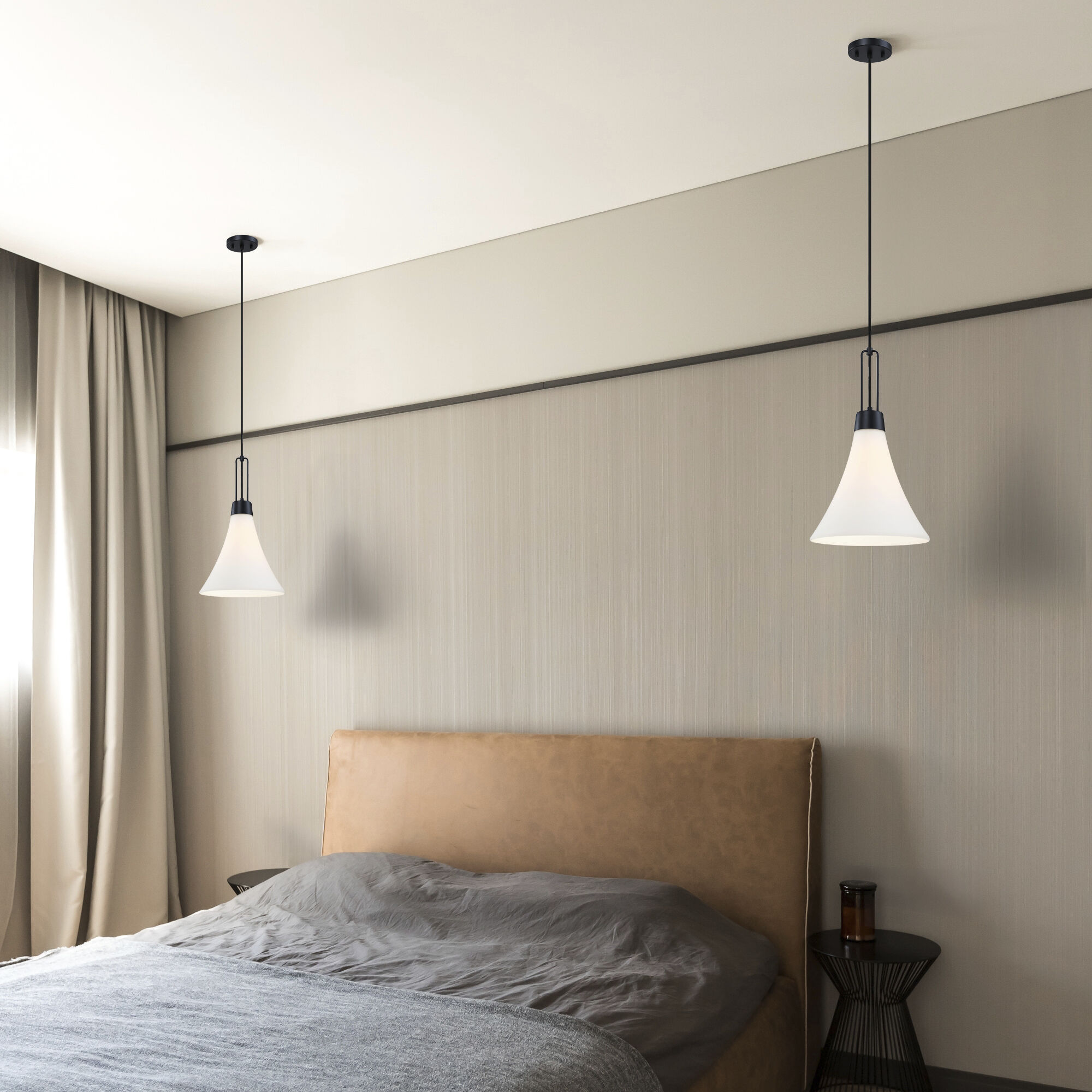 Evergreen Oasis LED 12 inch Matte Black Down Pendant Ceiling Light