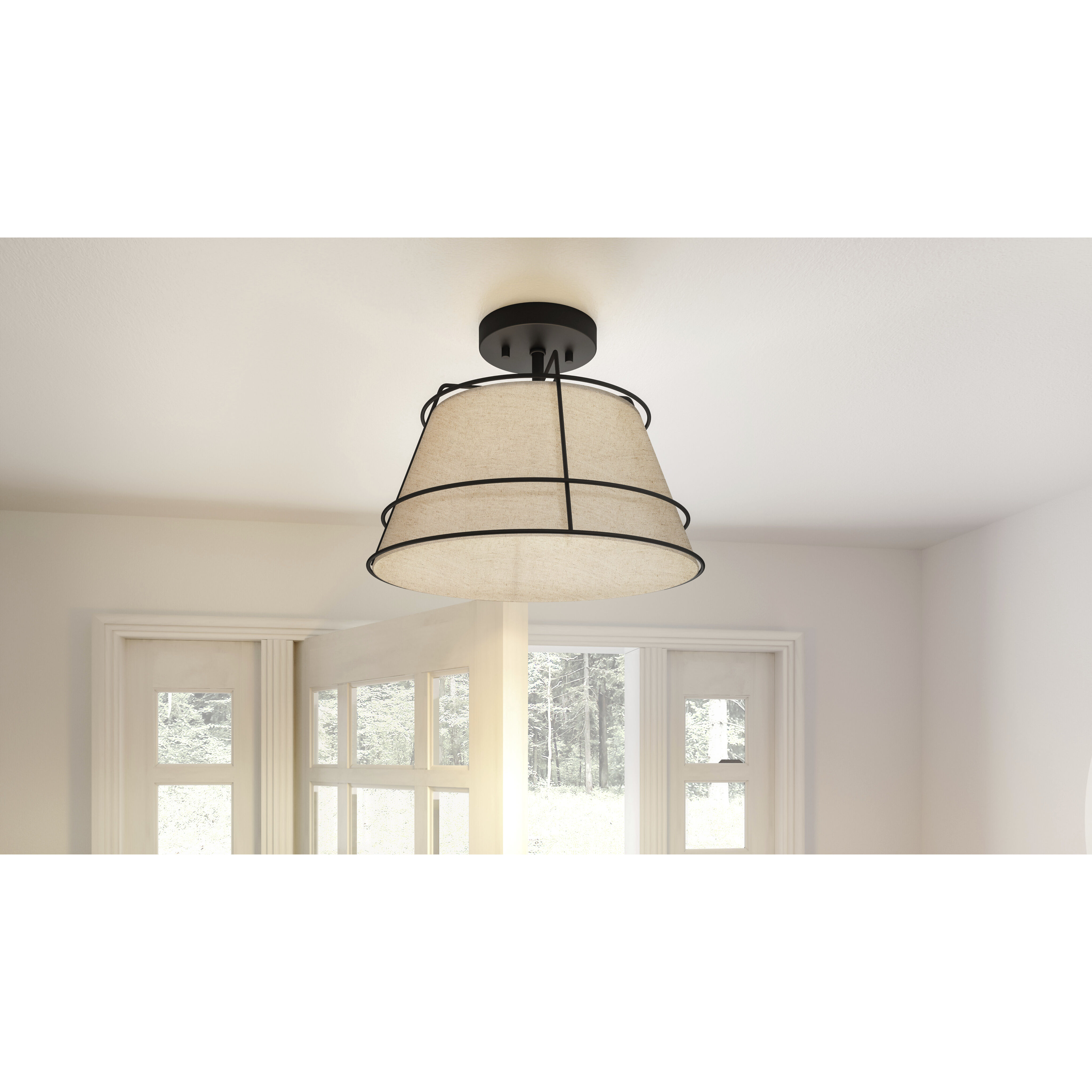 Burbidge 1 Light 13 inch Matte Black Semi-Flush Mount Ceiling Light