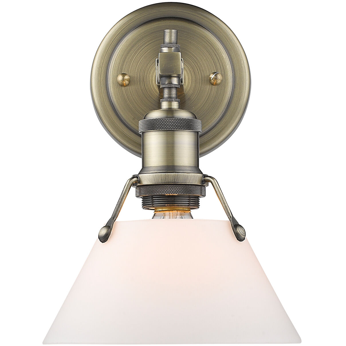 Yep Orwell Vanity Wall Light in Aged Brass, Opal Glass