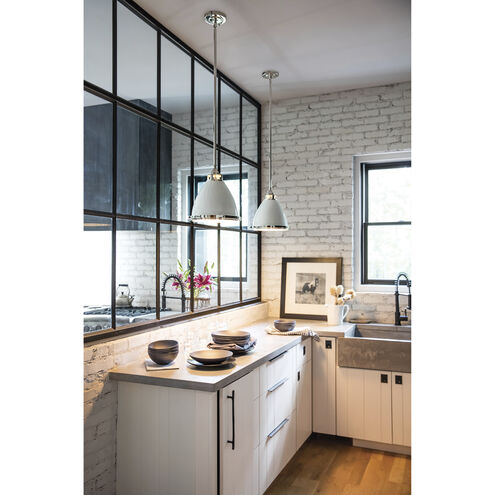 Amelia 1 Light 13 inch Polished White with Polished Nickel Indoor Mini Pendant Ceiling Light