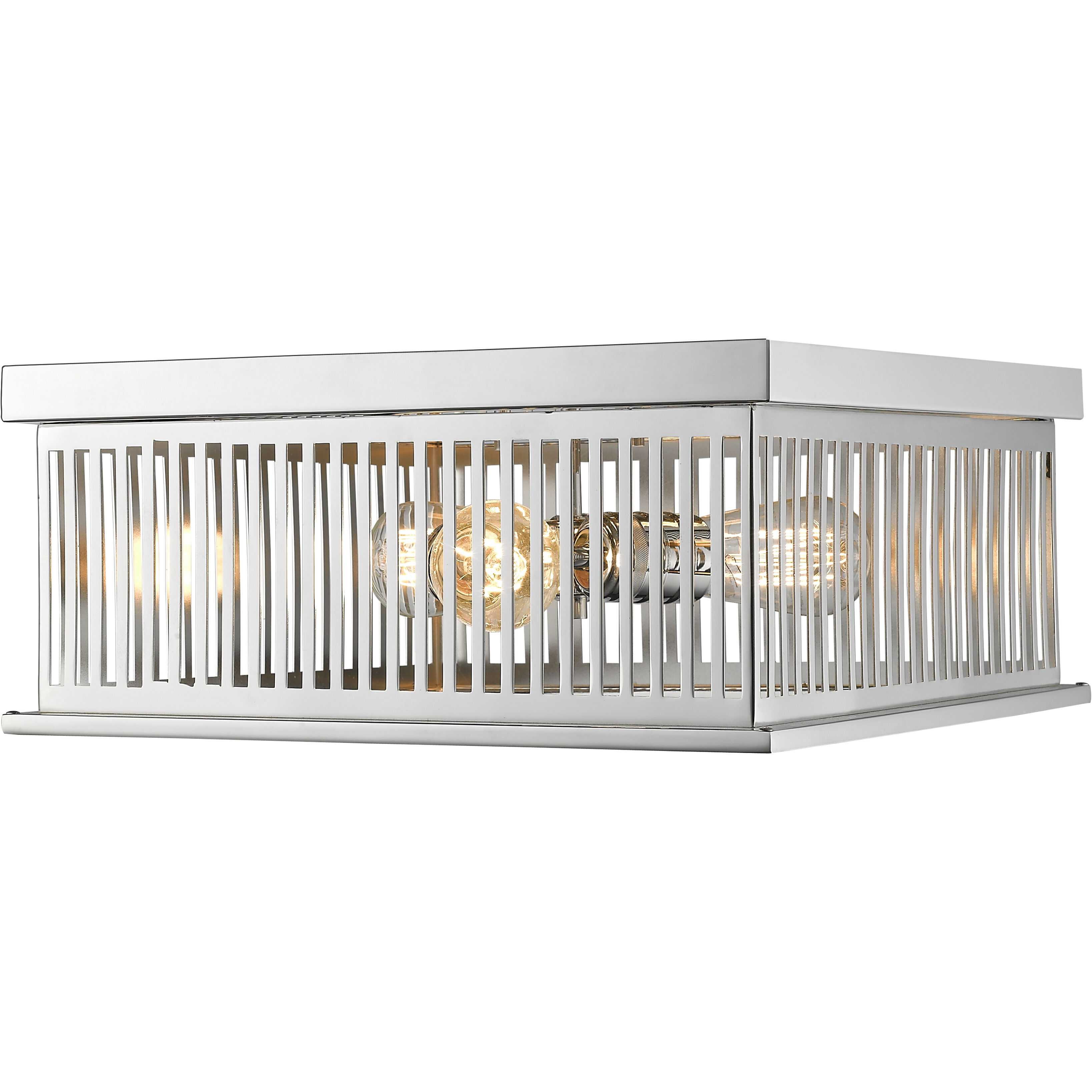 Camellia 3 Light 15 inch Polished Nickel Flush Mount Ceiling Light in Polished Nickel Steel