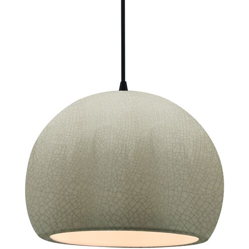 Radiance LED 12.25 inch Celadon Green Crackle and Matte Black Pendant Ceiling Light