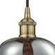 Fenton 1 Light 6.5 inch Antique Brass Mini Pendant Ceiling Light in Plated Smoke