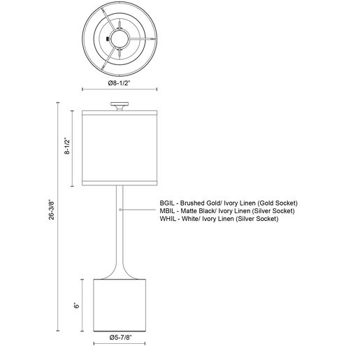 Alora Mood Issa 26.38 inch 1.00 watt White and Ivory Linen Table Lamp Portable Light in White with Ivory Linen