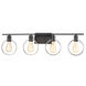 EVOLV 33 inch Matte Black with Chrome Ring Bath Bar Wall Light in Matte Black / Chrome Ring