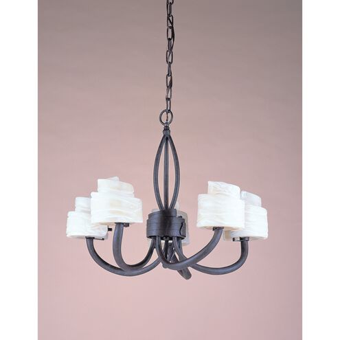 Quill 4 Light Dark Brown with Cream Chandelier Ceiling Light