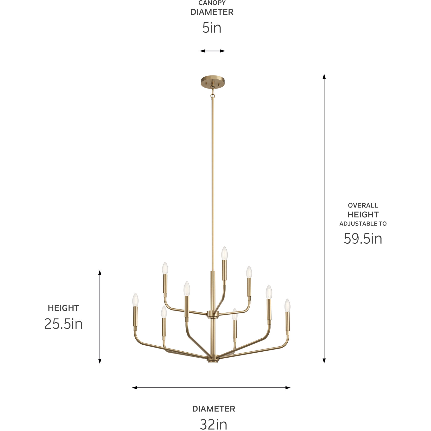 Madden 9 Light Champagne Bronze Chandelier Ceiling Light, 2 Tier
