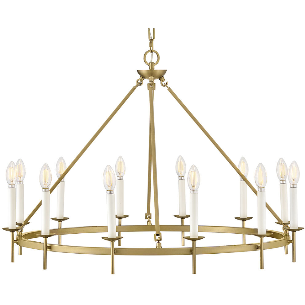 Copley 12 Light 36 inch Lacquered Brass Chandelier Ceiling Light