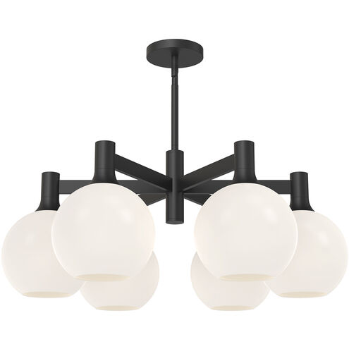 Alora Mood Castilla 6 Light 29.5 inch Matte Black Chandelier Ceiling Light in Opal Glass